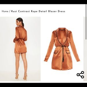 Rust Contrast Rope Detail Blazer dress